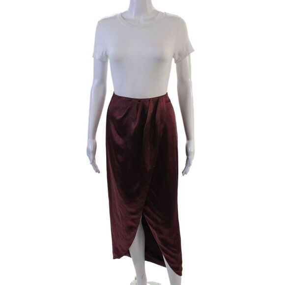 Tularosa Dresses & Skirts - Tularosa Womens Red Wrap Skirt Viscose Polyester Midi Solid Size XS